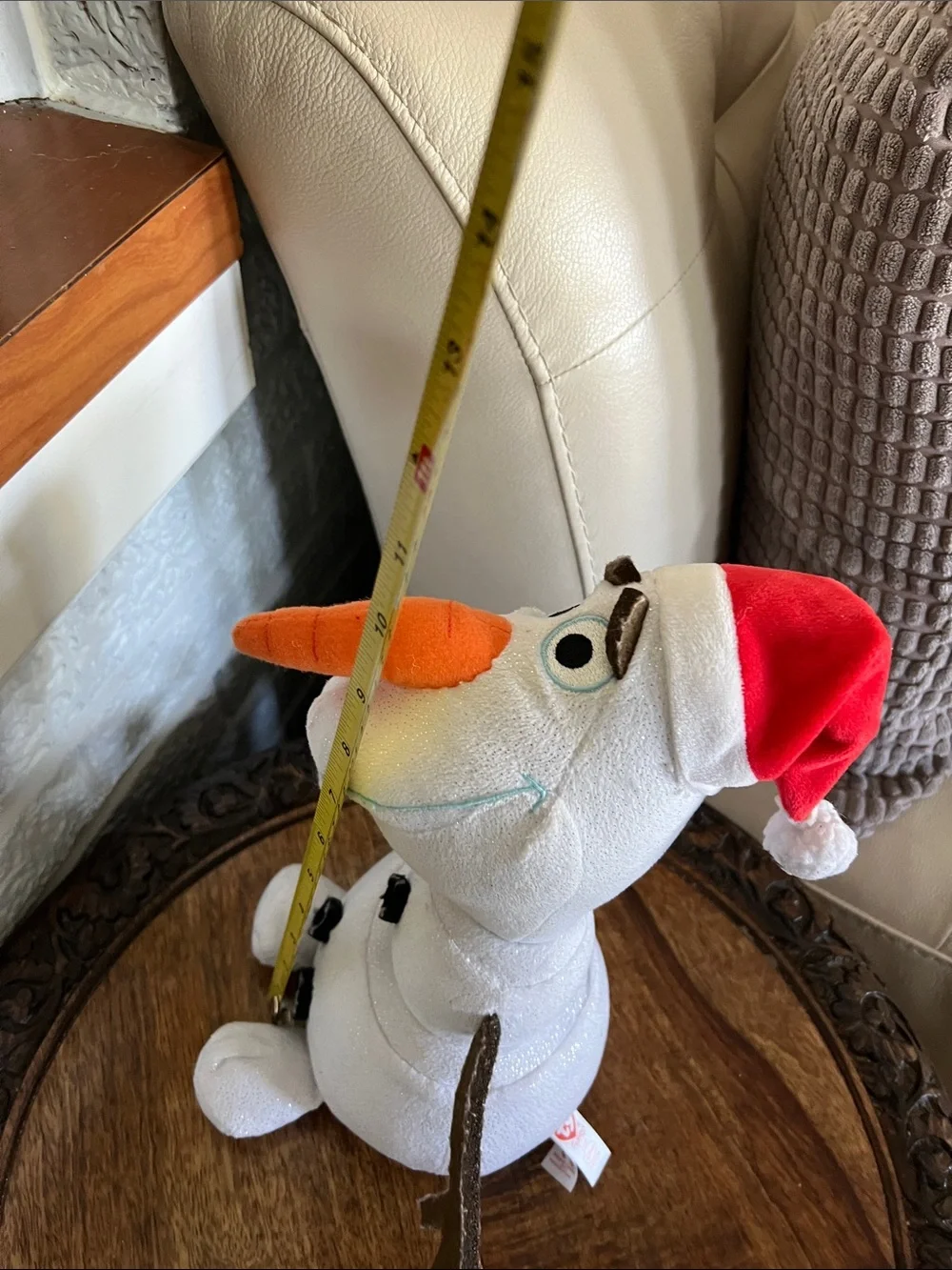 Large Olaf Plush Holiday Decor - White Snowman Plush with Orange Carrot Nose
